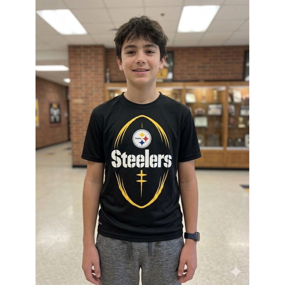 NFL Pittsburgh Steelers Shirt Youth Medium M 10/12 Black Graphic NWOT